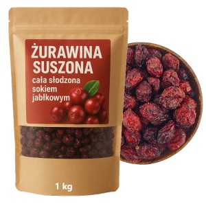 Żurawina suszona cała słodzona sokiem jabłkowym 1kg TARGROCH