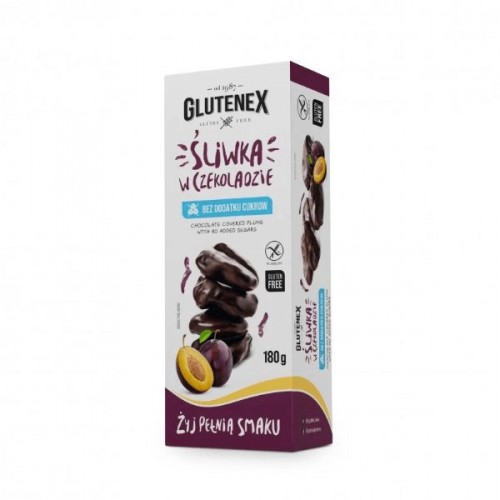 Śliwki w czekoladzie bezglutenowe bez dodatku cukru 180g Glutenex