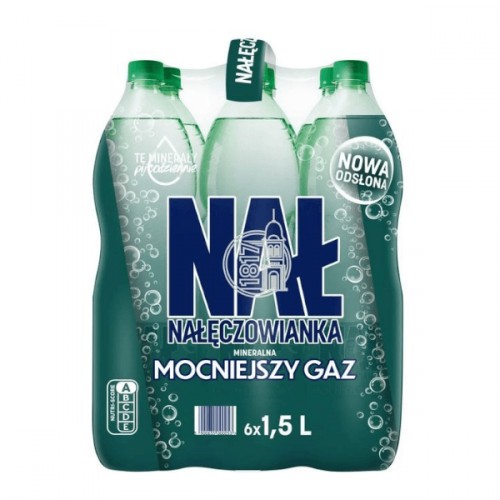 Woda mineralna Nałęczowianka mocno gazowana 1,5l (zgrzewka - 6 butelek)