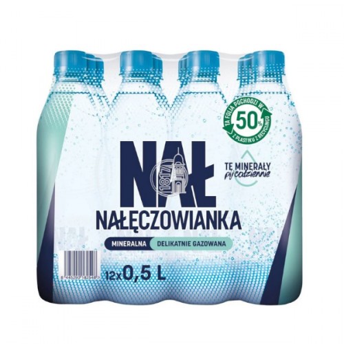 Woda mineralna Nałęczowianka lekko gazowana 0,5l (zgrzewka - 12 butelek)